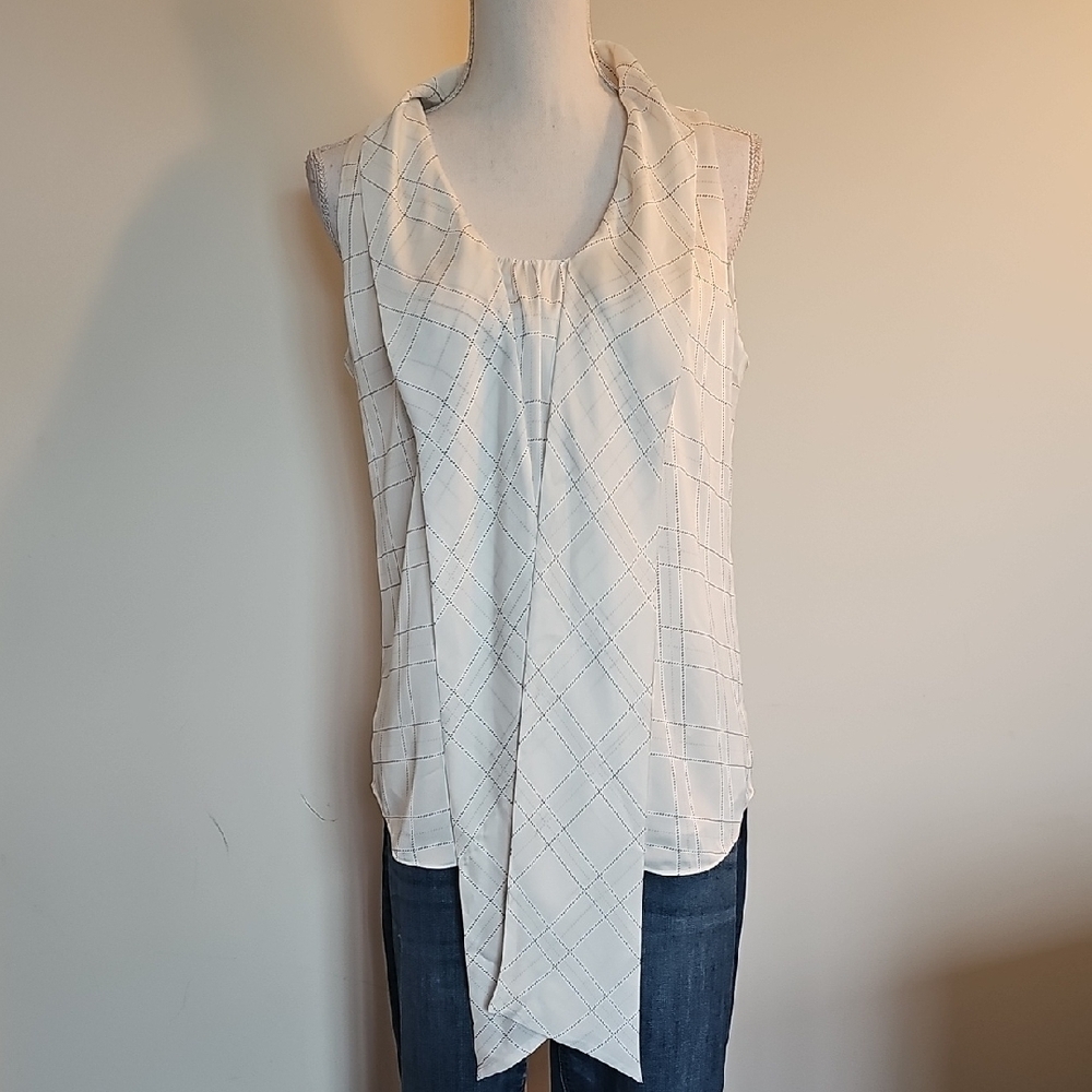 White House Black Market Ivory Draped Tank Top